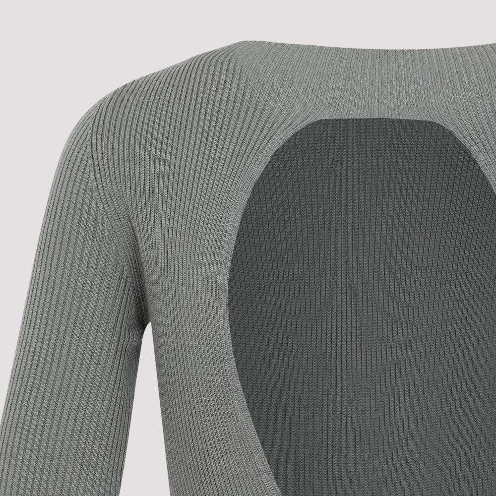 Grey Jewel Neck Cashmere Sweater 5