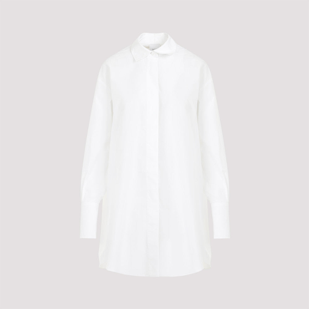 White Cotton Mini Shirt Dress 2