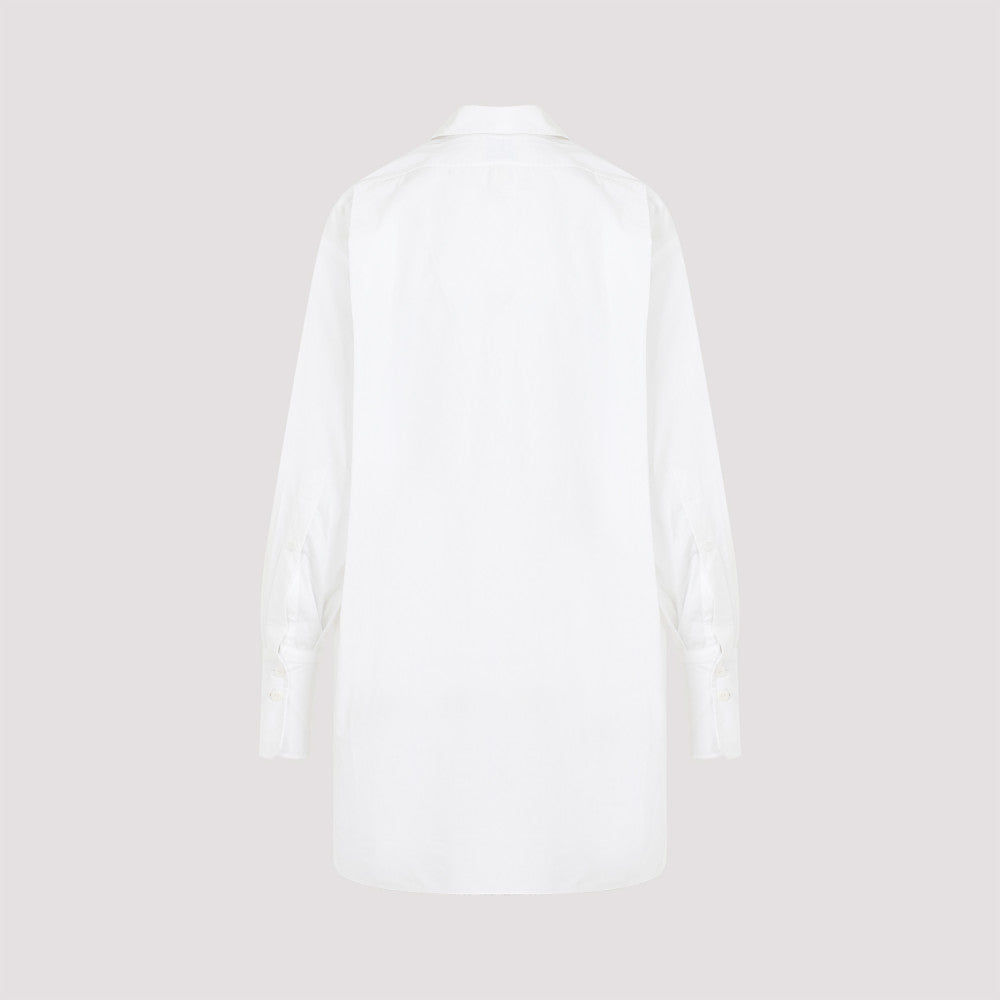White Cotton Mini Shirt Dress 4