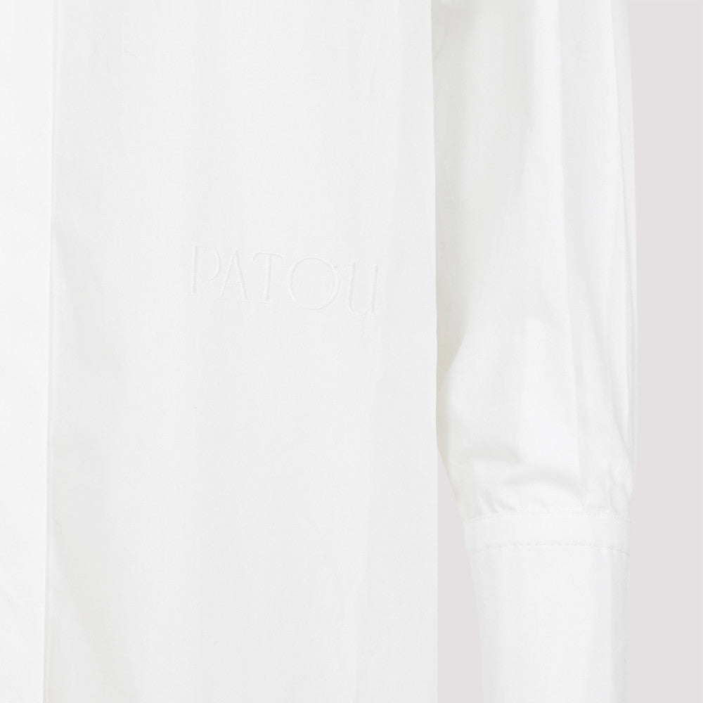 White Cotton Mini Shirt Dress 5