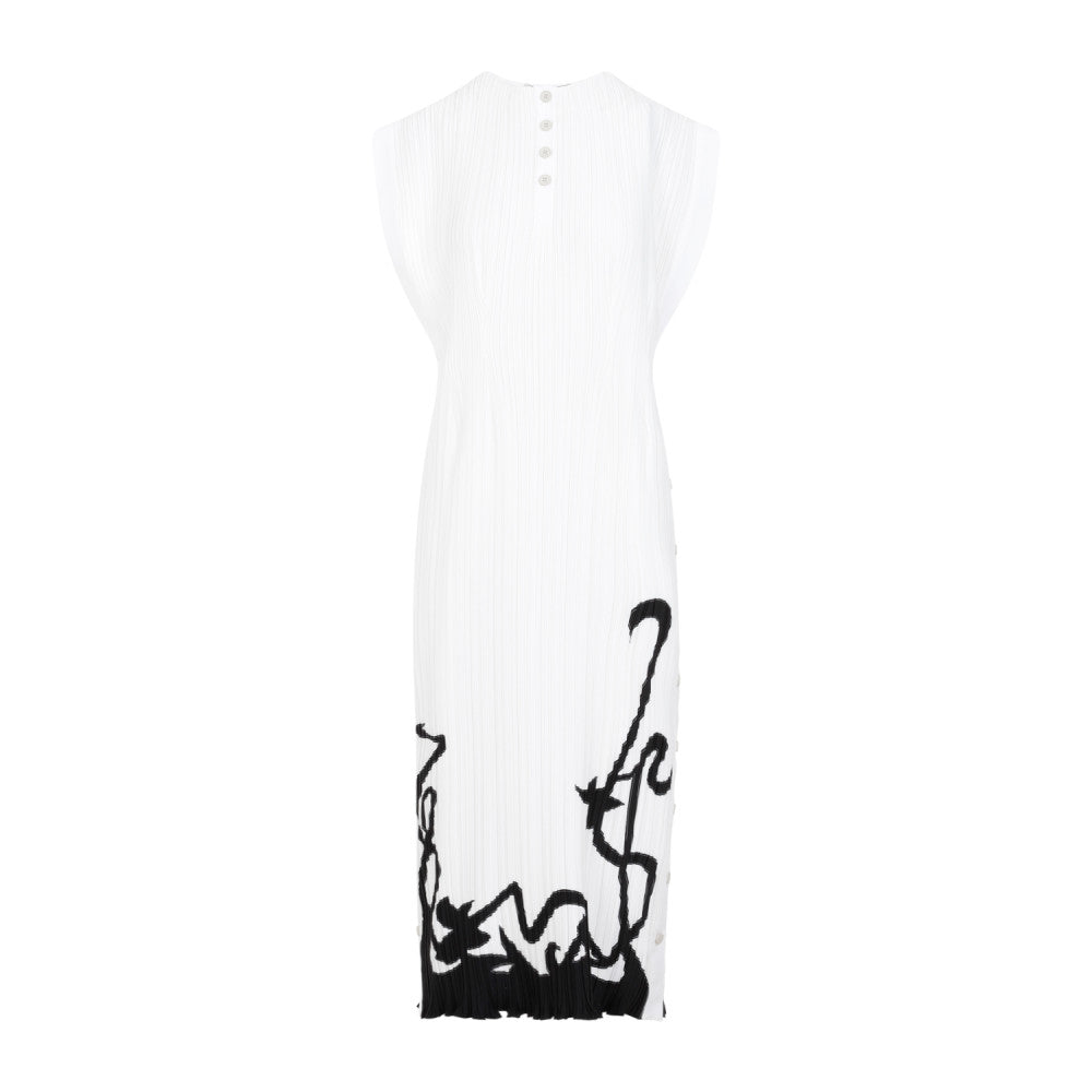 Off White Polyester Midi Dress 1