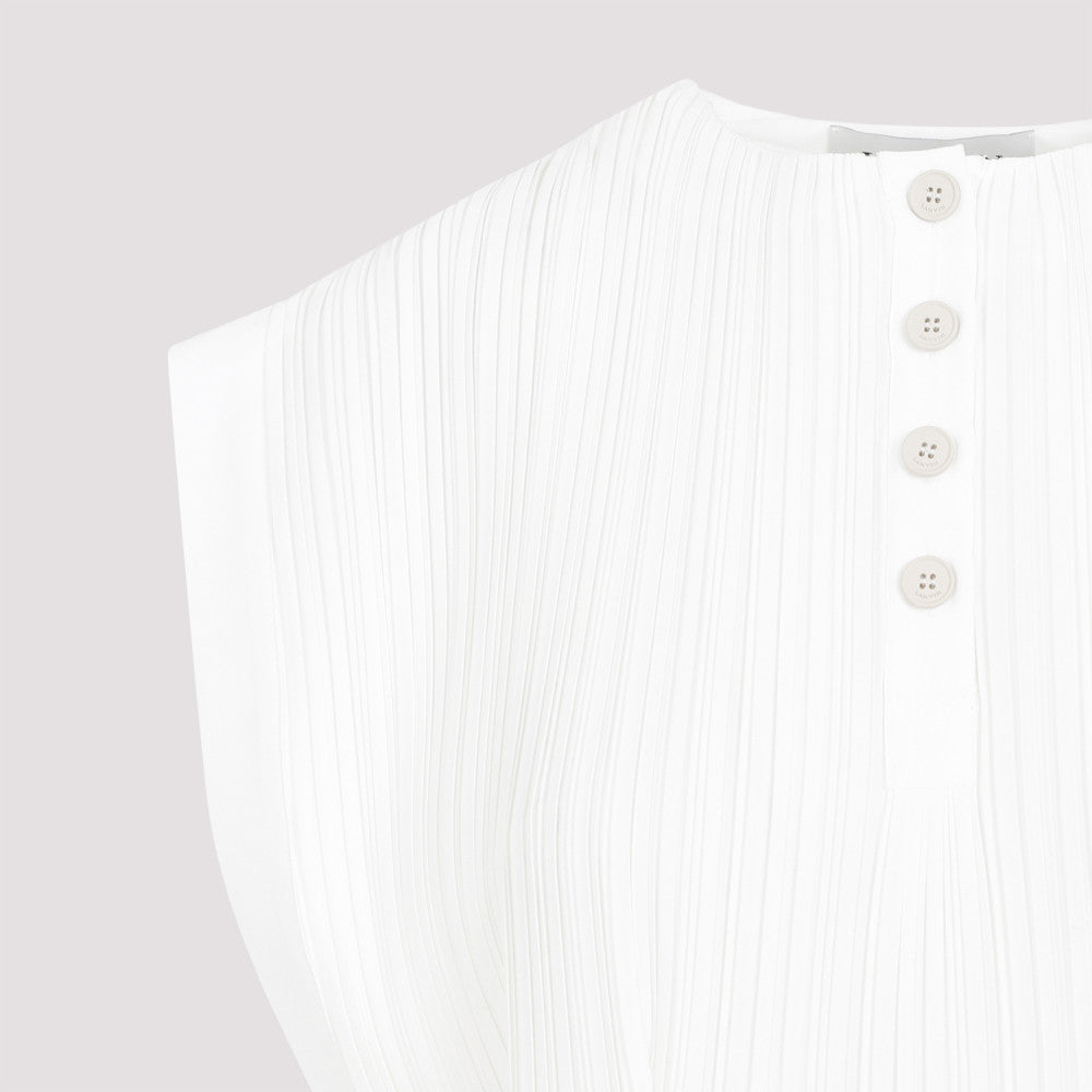 Off White Polyester Midi Dress 5