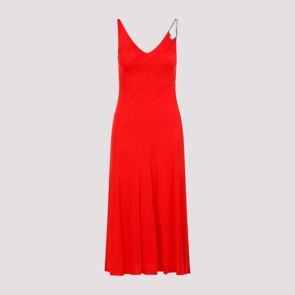 Red Flame Sleeveless A-line Midi Dress 3