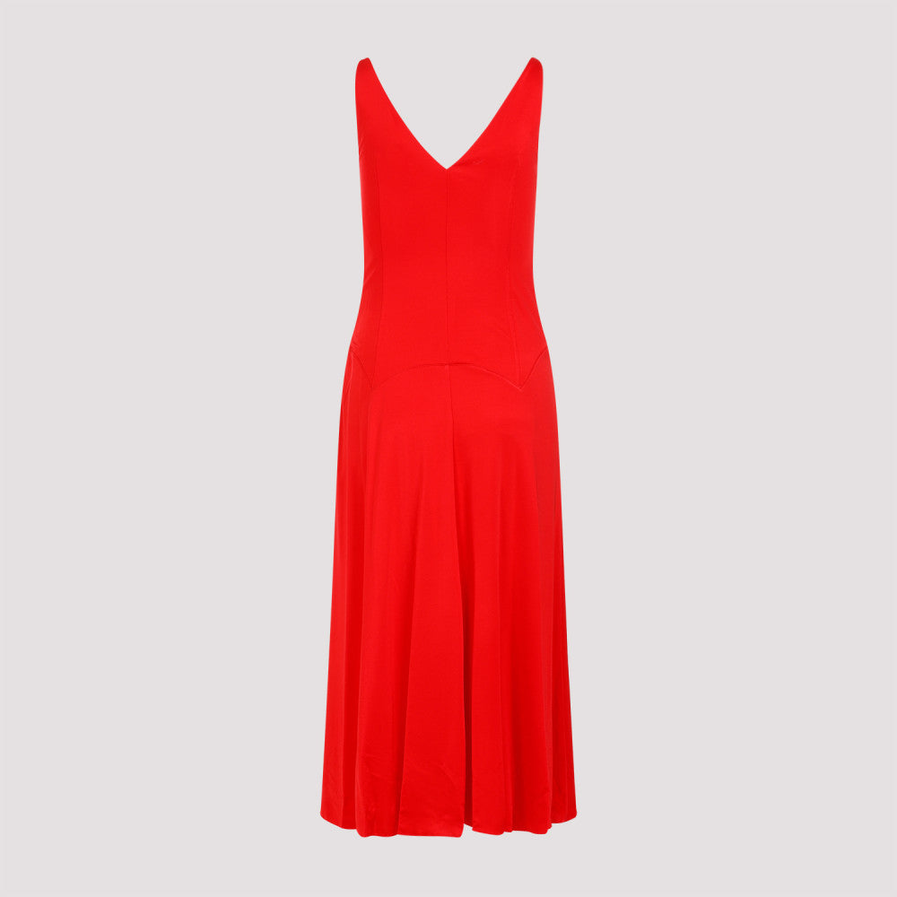 Red Flame Sleeveless A-line Midi Dress 4