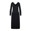 Black LS Drape Midi Dress 1