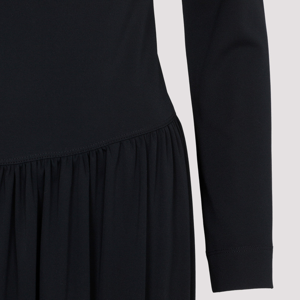 Black LS Drape Midi Dress 5