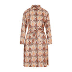 Light Brown Wool And Silk Printed Shirt Dress 1