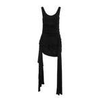 Black Gathered Effect All-over Dress 1