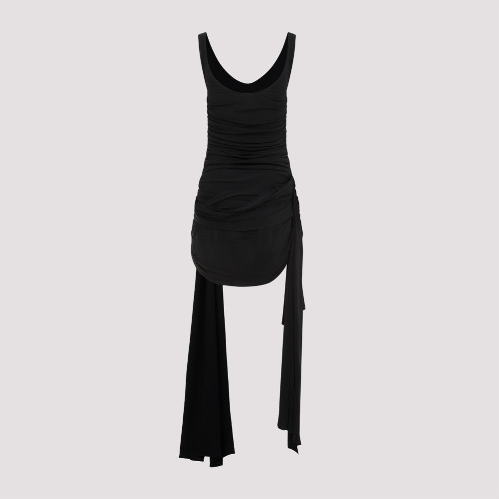 Black Gathered Effect All-over Dress 4