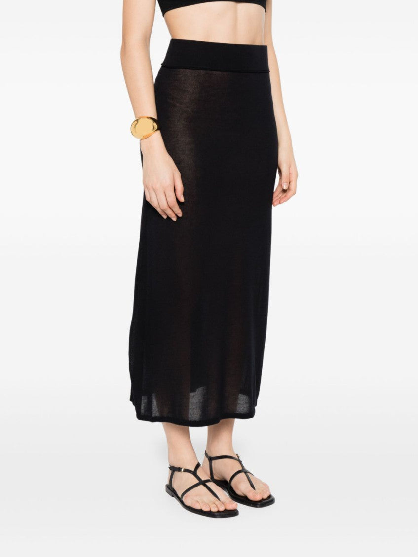Black Knitted Long Skirt 2