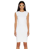 White Round Neck Knee Length Dress 1