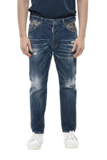 Navy Blue Distressed Jeans 1