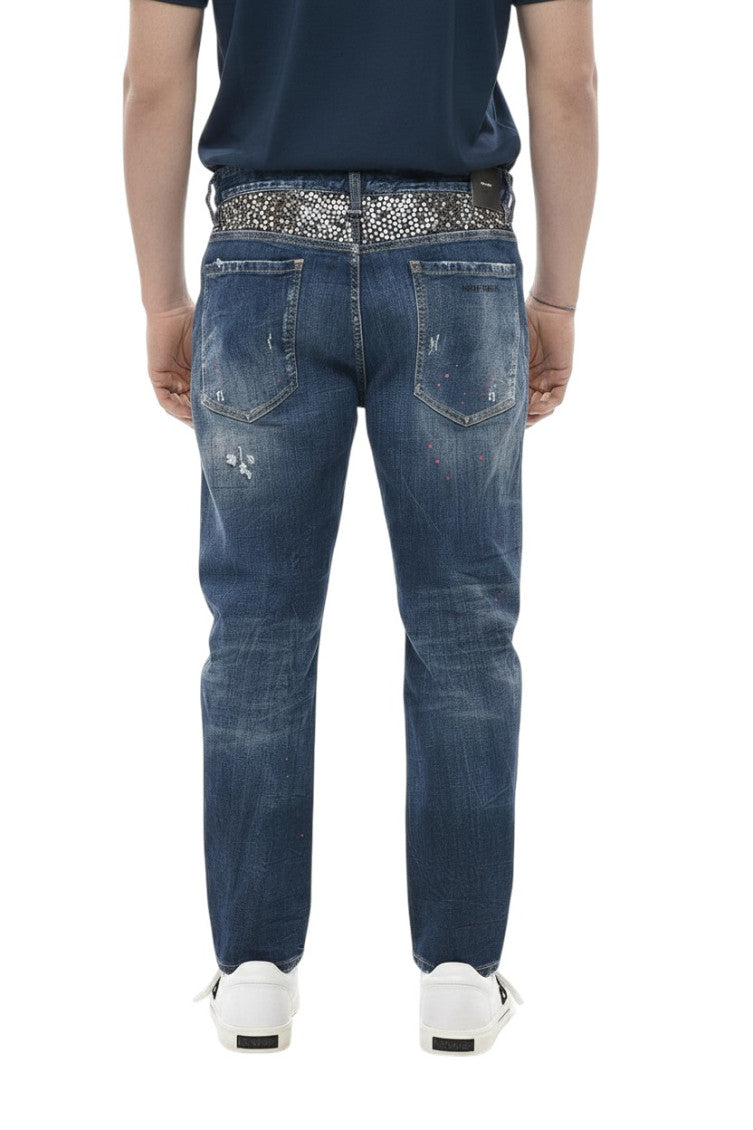 Navy Blue Distressed Jeans 2