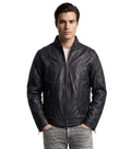 Black Solid Biker Jacket 1