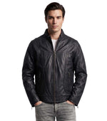 Black Solid Biker Jacket 1