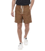 Brown Drawstring Solid Shorts 1