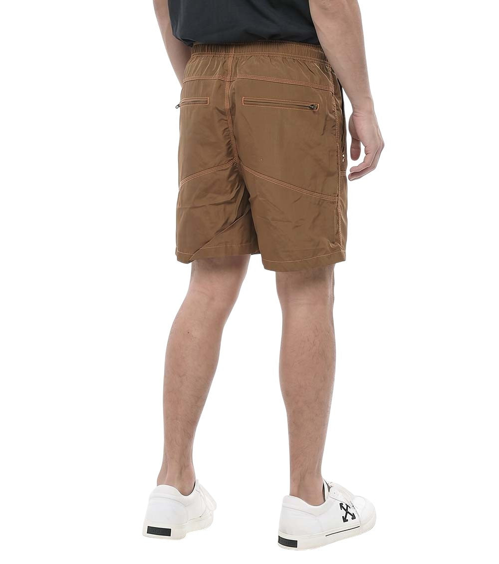 Brown Drawstring Solid Shorts 2
