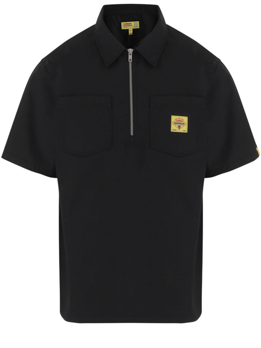 Black Half Zip Logo Polo 1