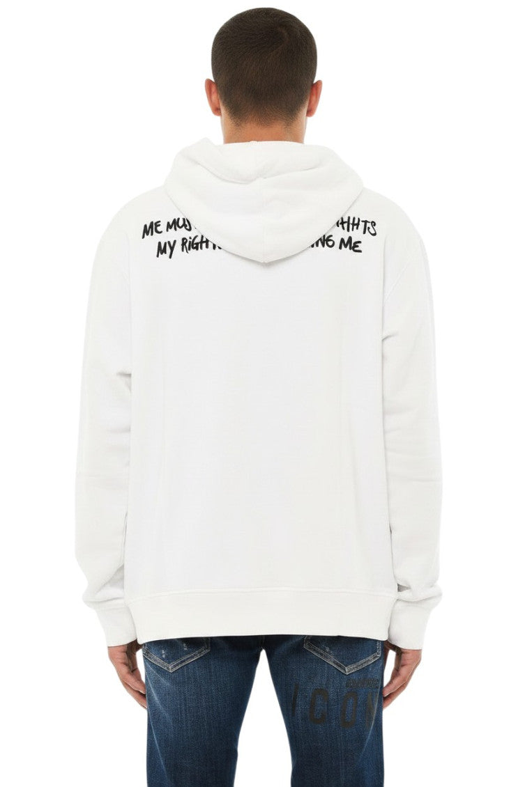White Relaxed Graphic Hoodie 2