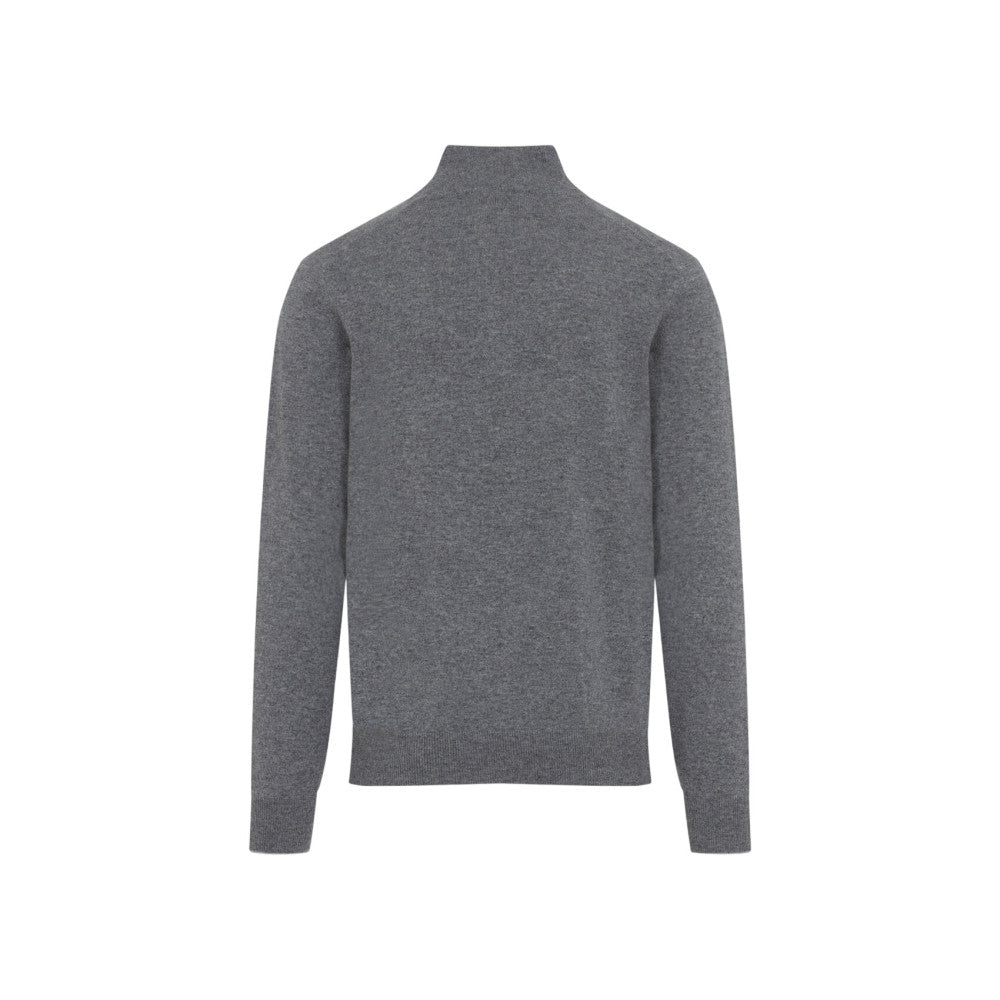 Grey Half Zip Solid Sweater 2