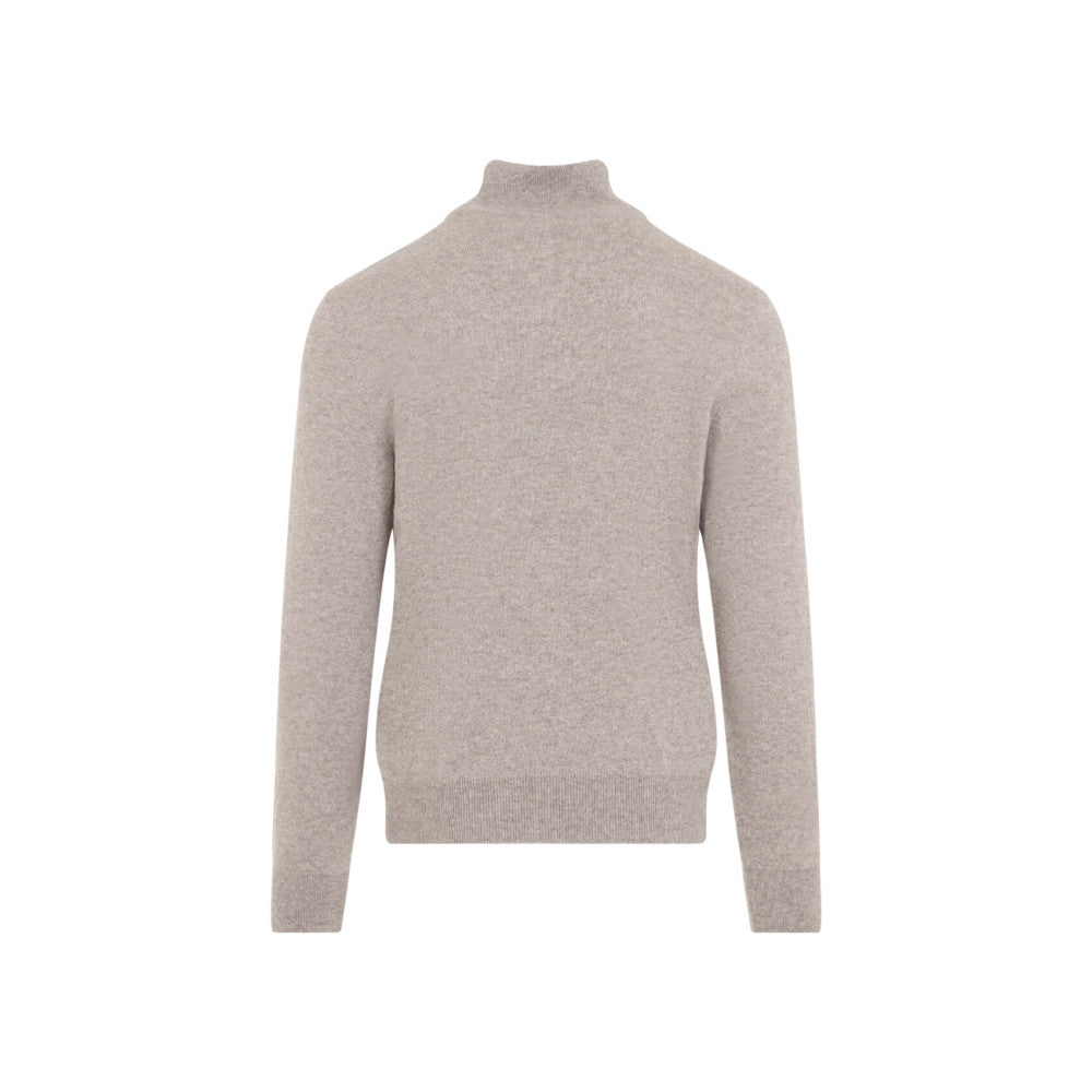 Beige Mock Collar Sweater 2