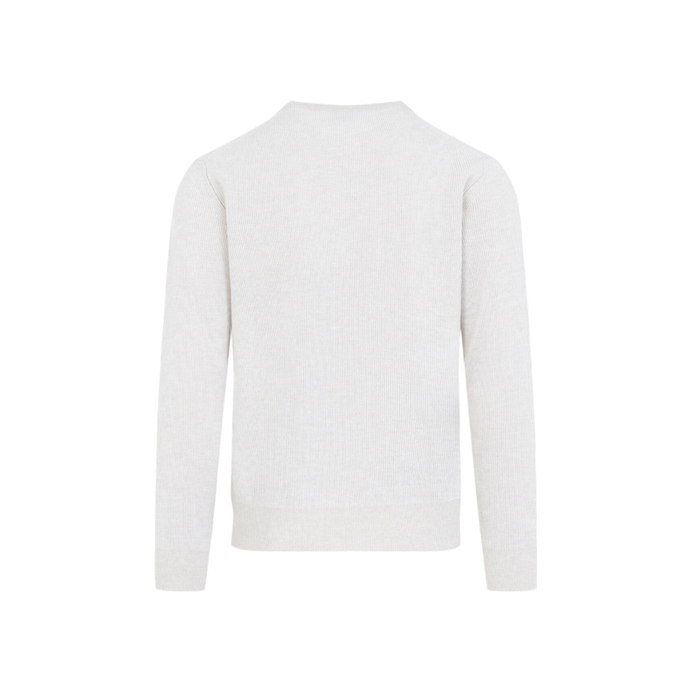 White Round Neck Sweater 2