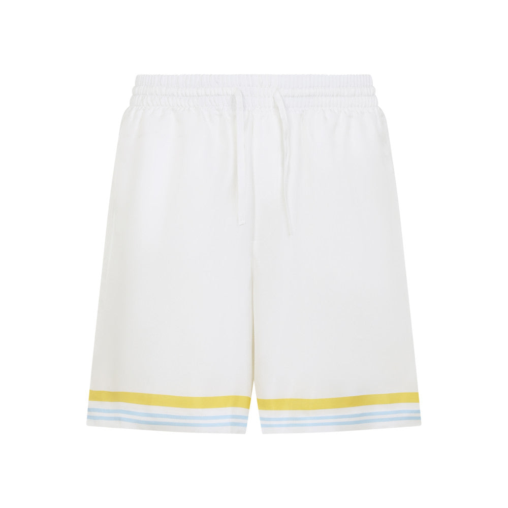 White Regular Stripes Shorts 1