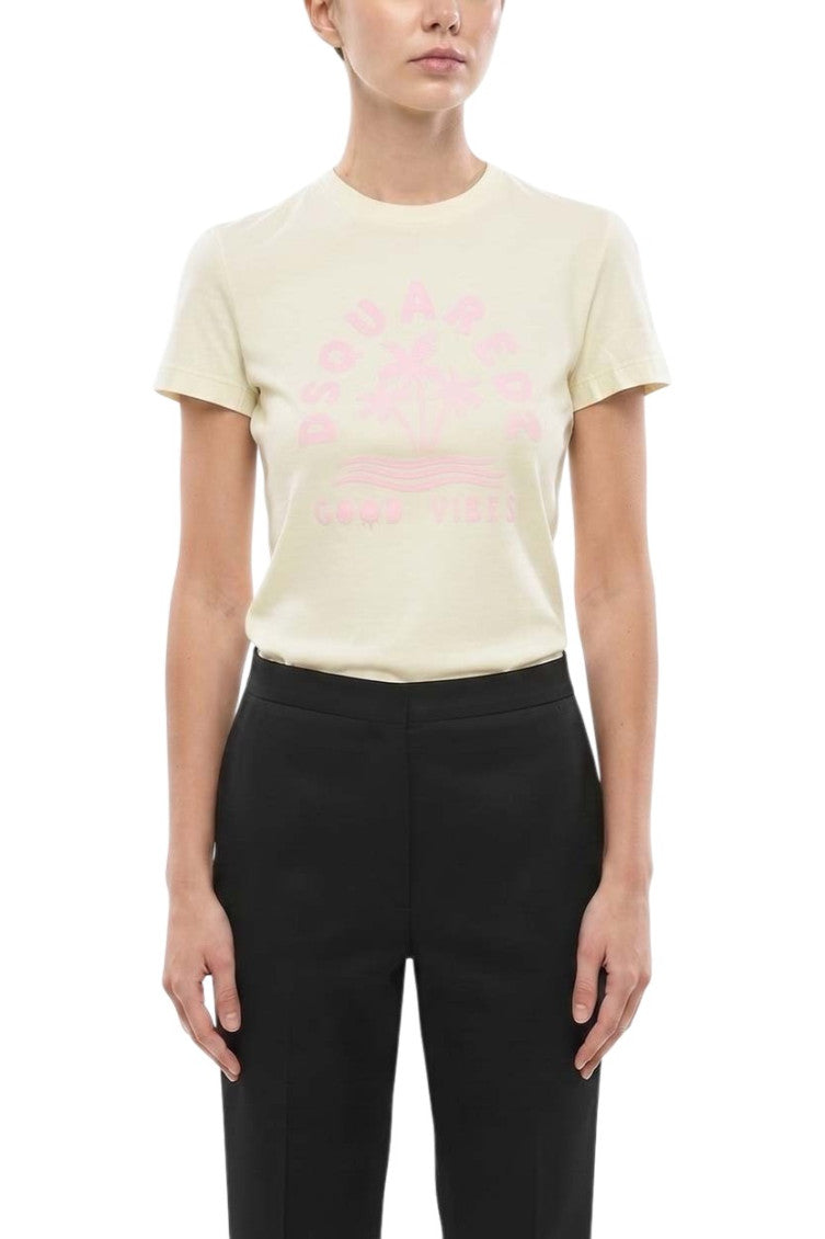 Yellow Printed Crew Neck T-Shirt 1