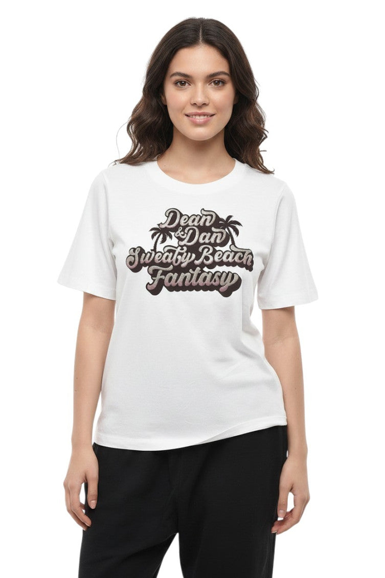 White Graphic Crew Neck T-Shirt 1