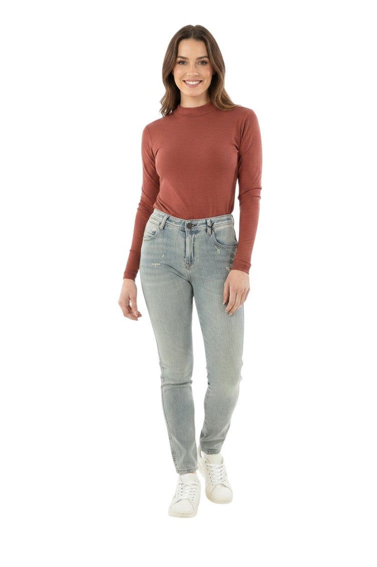 Blue Skinny Mid Rise Jeans 1
