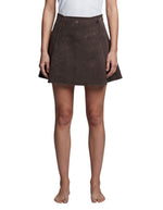 Dark Brown Solid Mini Skirt 1