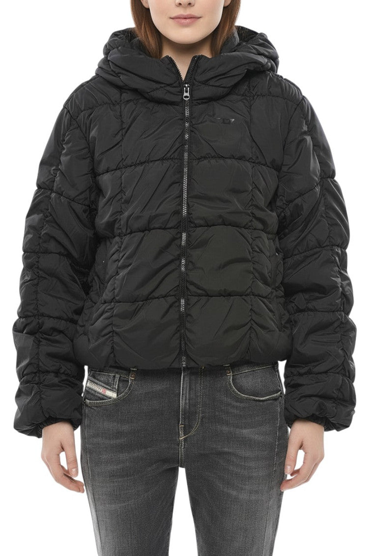 Black Quilted Hood Jacket 1