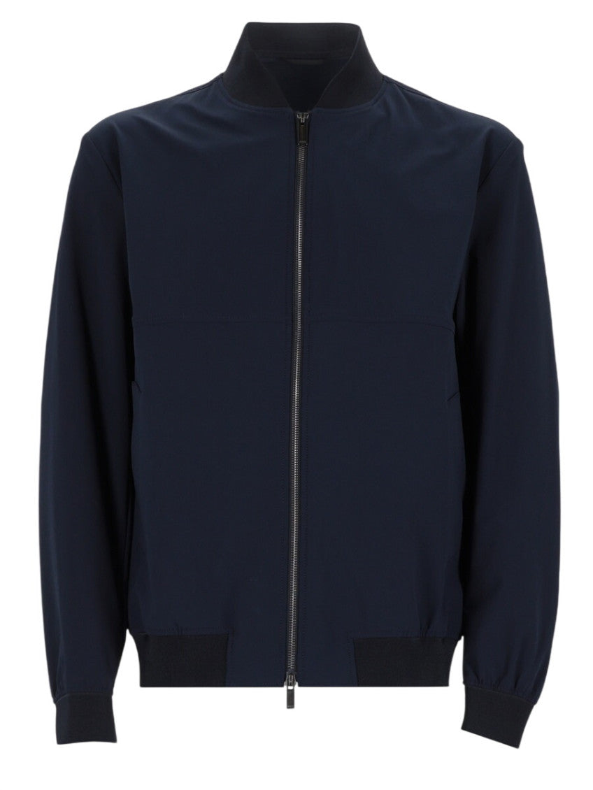 Dark Blue Band Collar Jacket 1