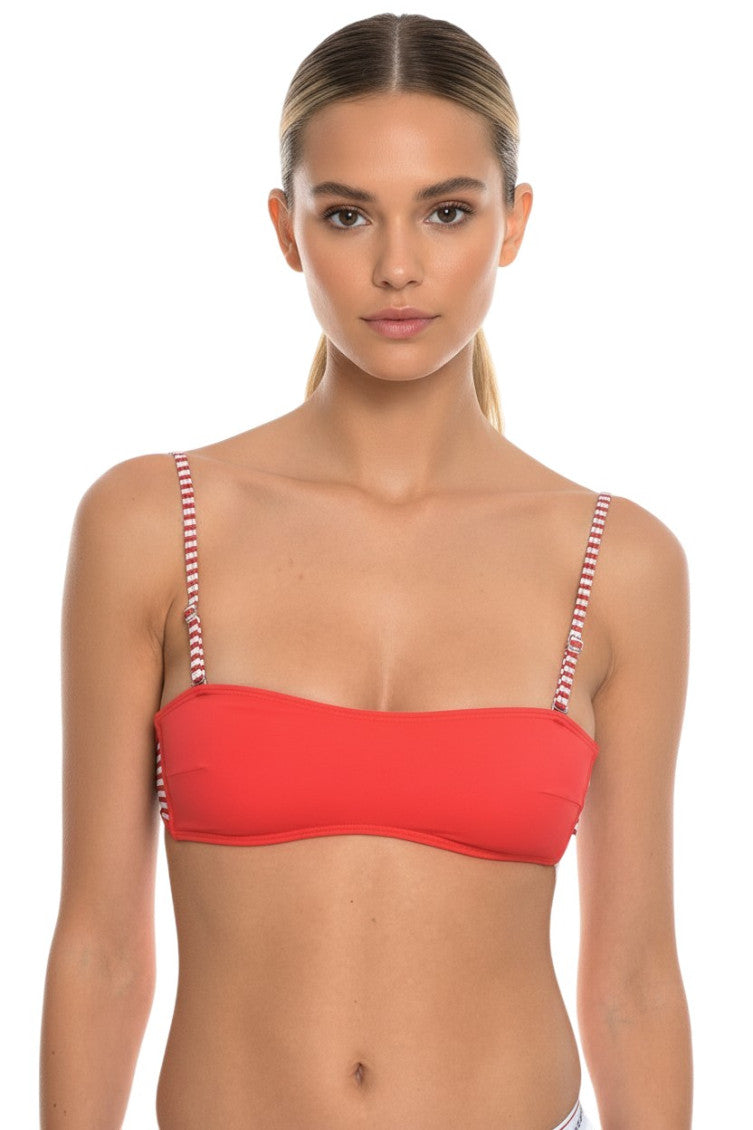 Red Stripes Bikini Top Swimwear 1