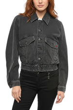 Grey Solid Shirt Collar Jacket 1