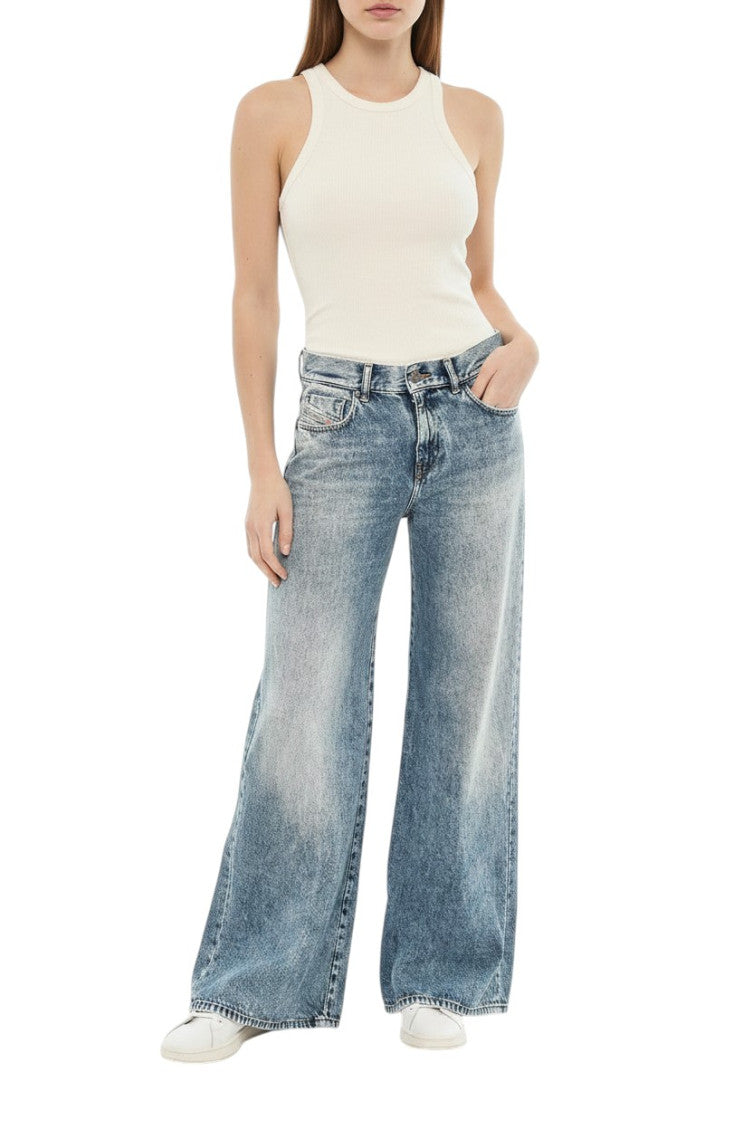 Blue Flared Mid Rise Jeans 1