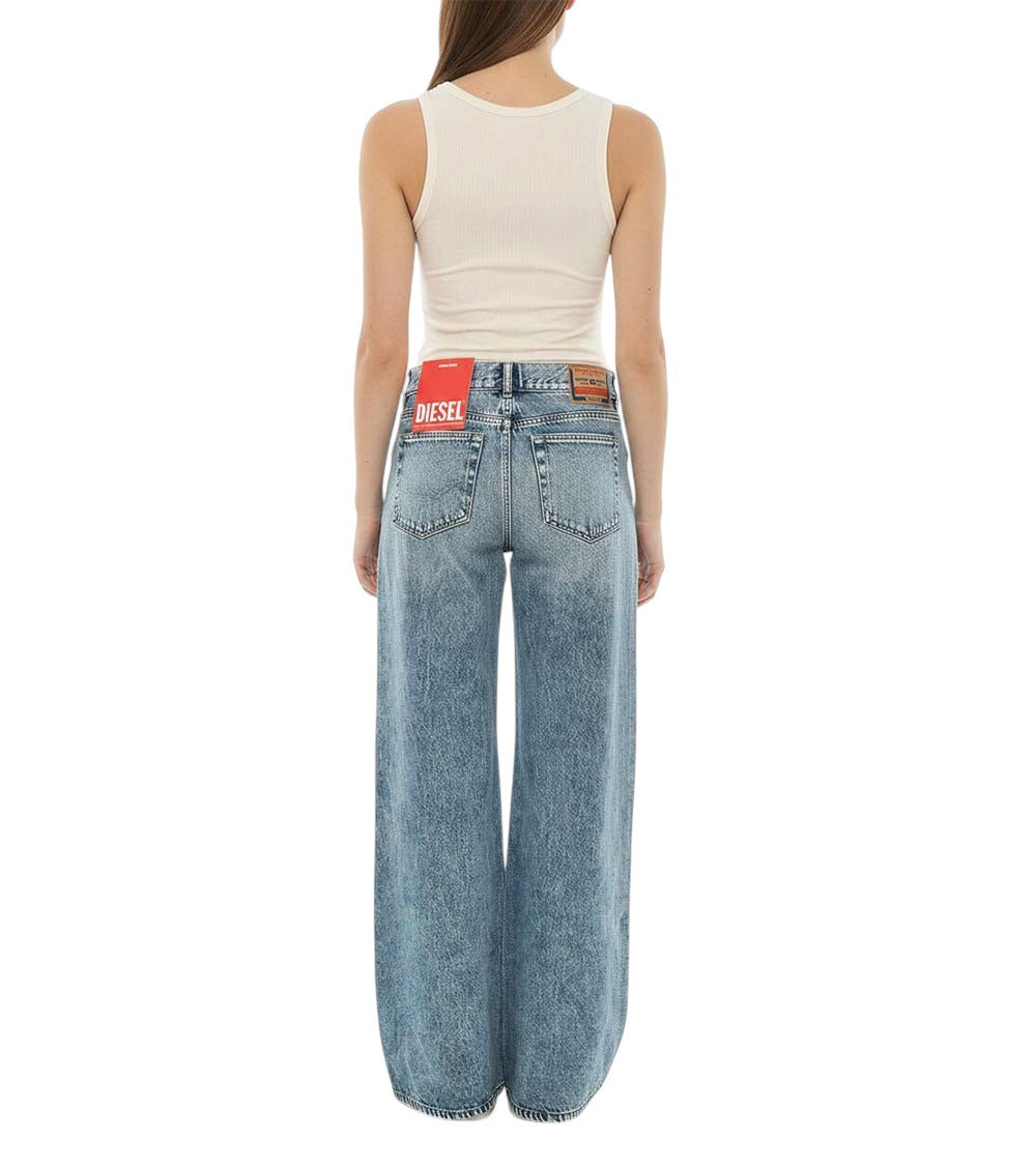 Blue Flared Mid Rise Jeans 2