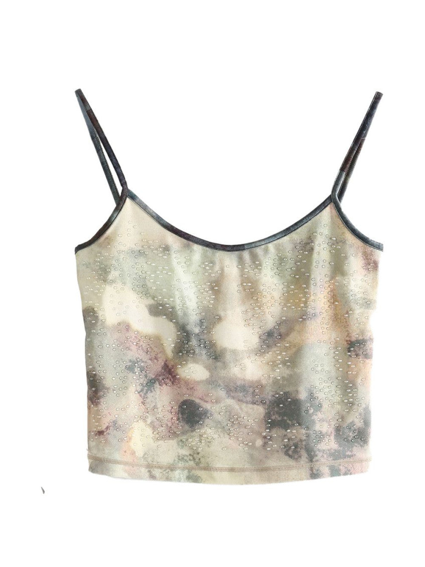 Green Printed Scoop Neck Top 1