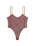 Brown Solid V Neck Top 1