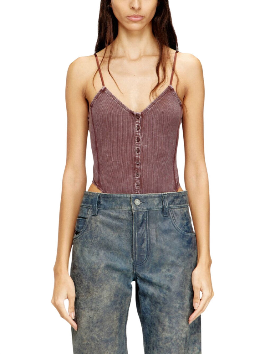 Brown Solid V Neck Top 2