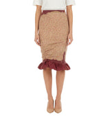 Beige Floral Midi Skirt 1