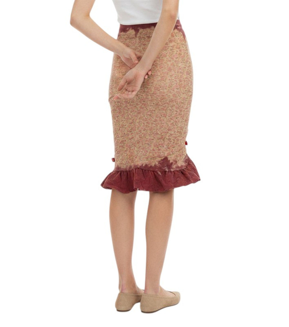 Beige Floral Midi Skirt 2