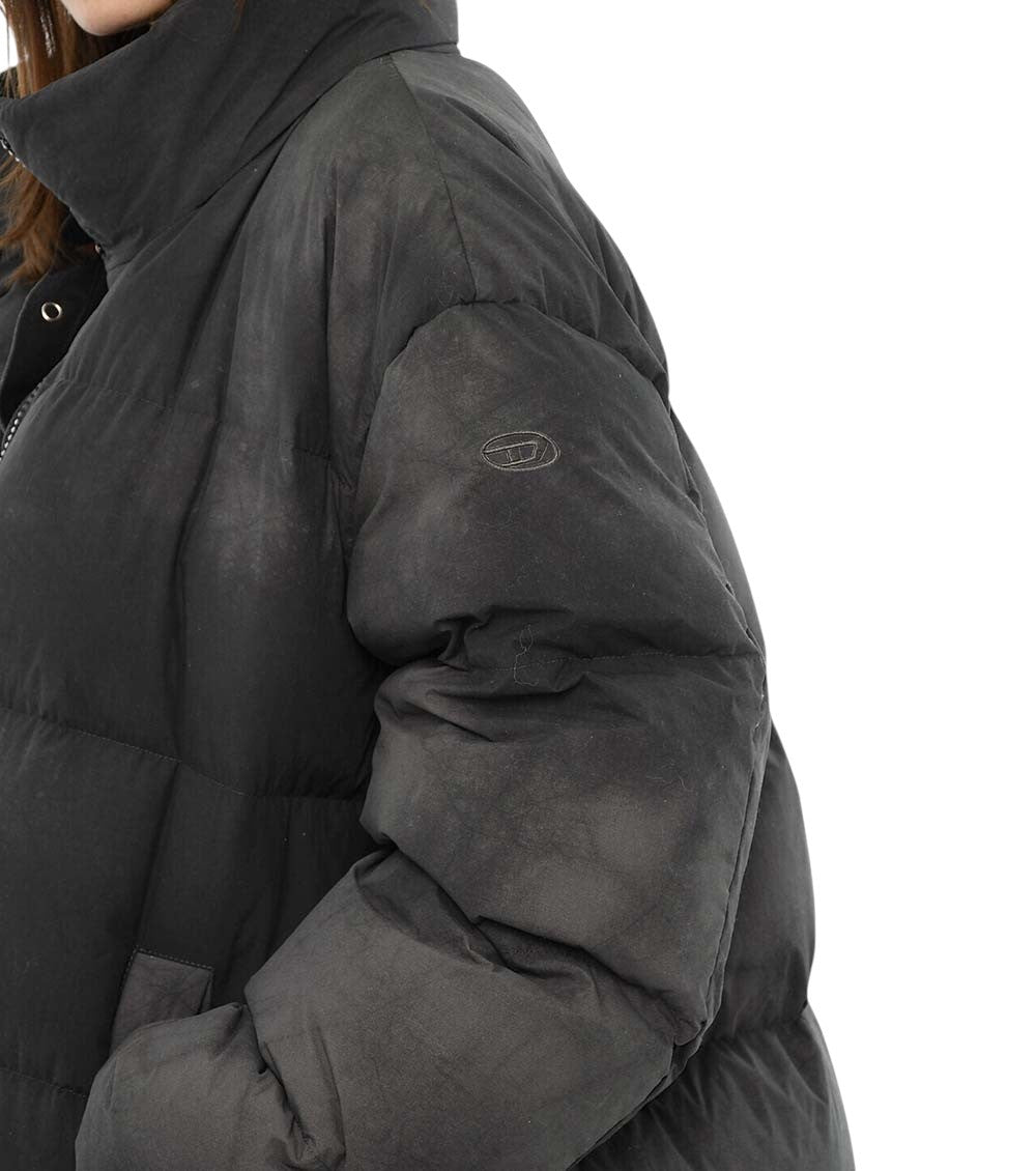 Black Quilted Mock Collar Jacket 3
