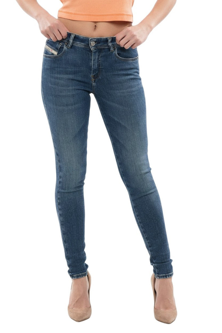 Blue Skinny Mid Rise Jeans 1
