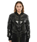 Black Quilted Round Neck Jacket 1
