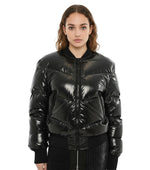 Black Quilted Round Neck Jacket 1