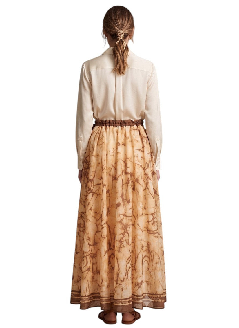 Beige Printed Maxi Skirt 2