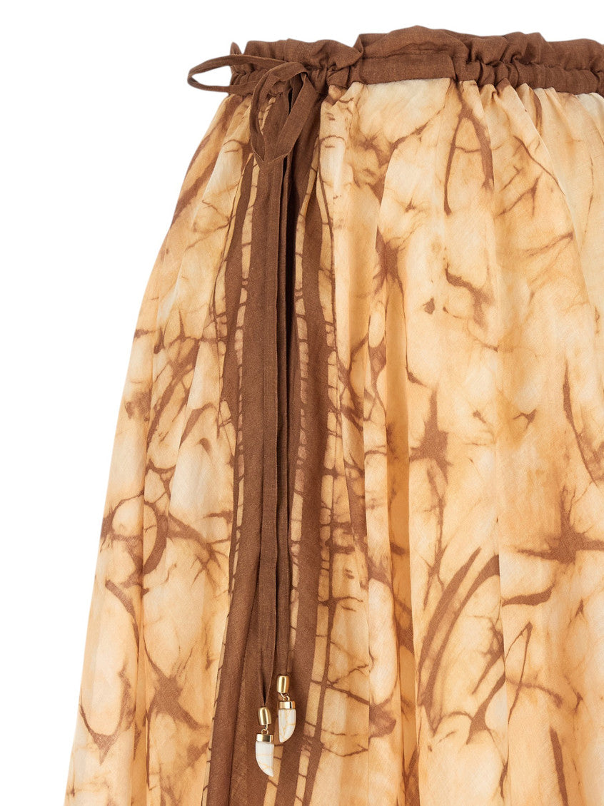 Beige Printed Maxi Skirt 4