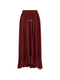 Maroon Solid Maxi Skirt 1