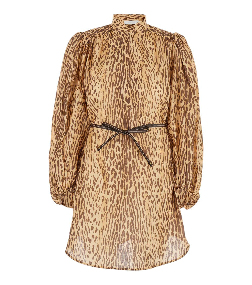 Multicolor Animal Print Mandarin Collar Dress 1